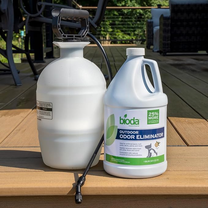 Bioda Probiotic Natural Outdoor Odor Eliminator, 1 gal Refill, Enzyme | Enzyme Cleaner Destroys Cat & Dog Odor, Neutralizer for Lawn, Artificial Grass, and Patios