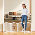 Snughome 2 Pack Short Dog Gate Indoor, 16" High Freestanding Small Dog Gates with Support Feet, Expand Up to 48’’Wide Foldable Pet Gate for Doorway, 8 Panel Pet Door Pet Fence for Puppy, White