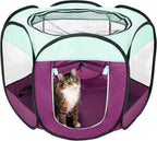 Furhaven Portable Dog Playpen Cat Tent, Pet Playground,Kennel Foldable Indoor Outdoor Zippered Puppy Crate - Purple, Small