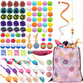 Leitee 100 Pcs Cat Toys Assortment with 1 Gift Storage Bag, Interactive Cat Play Set for Indoor Kitten, Colorful Springs, Mouse Toys, Chew Ropes, Balls, Bells & Sisal Ball