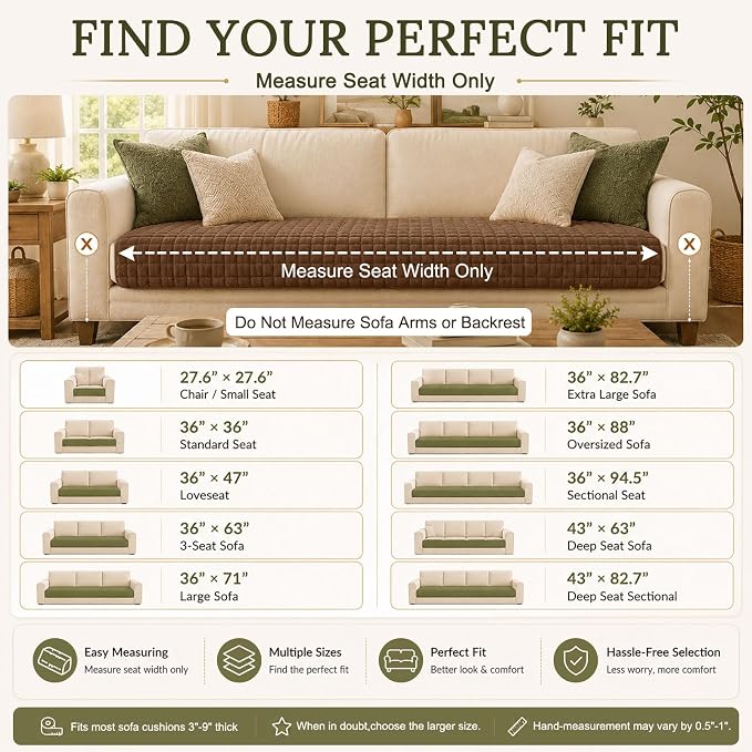 Smiry Velvet Couch Cover for Dogs, Non Slip Soft Sofa Protector for Pets | Washable Sofa Cover for Cats, Cozy Furniture Protector Against Pet Hair, Scratches, Fits Sectional Sofa(Brown, 36"x94.5")