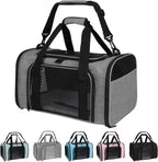 Carriers Soft-Sided Pet Carrier for Medium Large Cats Dogs 15lbs 20lbs,Ventilated Design,Portable Carry Handle,Collapsible Carrier for Kitten Puppy(X-Large,Grey&Black)