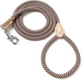 Mile High Life Dog Leash with Genuine Leather Connection, 4/5/6 FT | Rope Leash, Heavy Duty 360° Swivel Metal Clasp, for Small Medium & Large Dogs Walking (Brown, 60 Inch-1/2)