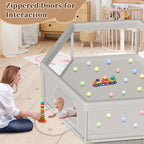 Hiaksedt Large Baby Playpen 65x65 Inch, PlayPen for Babies and Toddlers | Hexagonal Type Baby Play Yards for Indoor & Outdoor with Breathable Mesh Anti-Fall