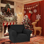 Stretch Chair Sofa Slipcover, Single Couch Cover,Black | 1-Piece Washable Sofa Cover,Pet Friendly (31"-55") Furniture Protector Soft Jacquard Elastic Bottom for Dogs & Kids