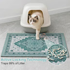 Glittme Cat Litter Mat, 33"x22" Non-Slip Washable Trapping Mat for Cats | Litter Trapping Mat With Thick PVC Coil To Catch Scatter, Soft On Paws And Waterproof Bottom To Protect Floors