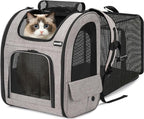 pecute Cat Backpack Expandable, Dog Carrier Backpack Breathable, Large | Durable Oxford Cloth, Lockable Zipper,Use for Pet Under 15 lbs to Travel