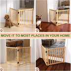 Freestanding Wooden Dog Gate Indoor- 23" H 2 Panels 2PCS | No-Painted Folding Pet Gate, Foldable Puppy Fence for Stairs, Doorways, Hallways