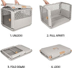 SportPet Designs Collapsible Medium Pet Travel Carrier (Tan), Hard-Sided Kennel for Medium Dogs, Puppies, Cats, Kittens, Animals up to 50lbs, Washable Home & Outdoor Pet Crate, 30.6"L x 22"W x 23.25"H