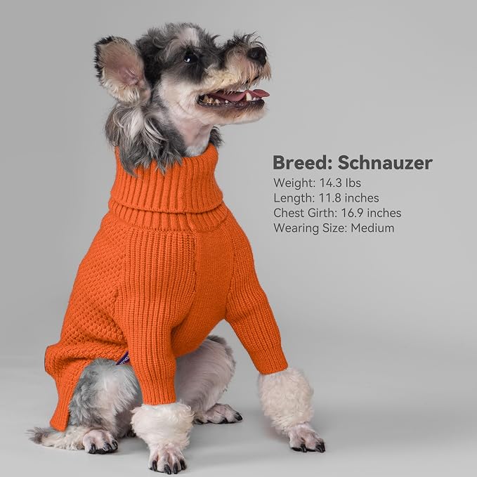 cyeollo Dog Sweater Long Sleeve Knitted Turtleneck Pullover Warm Clothes | Ultra Soft Warm Knit, Full Coverage, 4-Way Stretch for Easy Movement, Easy On & Off, Winter Daily Wear for Small Dogs