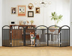 Foldable Pet Fence 144" Wide, 32" Tall,No-Assembly Dog Gate with Door,Black | 6 Panels Metal Folding Freestanding Dog Gate Walk Through,Extra Accordion Puppy Folding Playpen for Doorways, Stairs,House