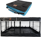 PJYuCien Puppy Playpen Plus Storage Bage with Bottom & Top Cover, 24" H | Heavy Duty, Dog Fence for Small Dogs, Foldable Square Pen, Indoor, Outdoor, Backyard Pasture, Camping, Protects Floors