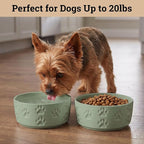 Ceramic Dog Bowl Set of 2 with Anti-Skid Base, 5.5"W x 2"H, 2 Cup Capacity | Thick Ceramic, Dishwasher Safe, Anti-Skid Rubber Base, 2 Cups per Bowl, Ceramic Food and Water Bowls Set of 2 for Small Dogs