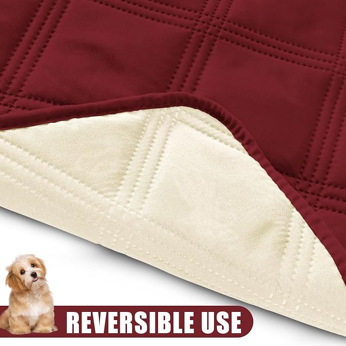 Smiry Waterproof Dog Bed Cover, Reversible Pet Blanket for Sofa Couch | Soft Washable Dog Blanket, Leakproof Couch Cover for Dogs Cats & Furniture Protection, 40x80, Wine Red/Beige