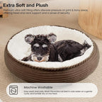 Love's cabin Round Donut Cat and Dog Cushion Bed, 24in Pet Bed for Small or Medium Dogs, Anti-Slip & Water-Resistant Bottom, Soft Durable Fabric Pet Beds, Washable Calming Cat Bed Dark Brown
