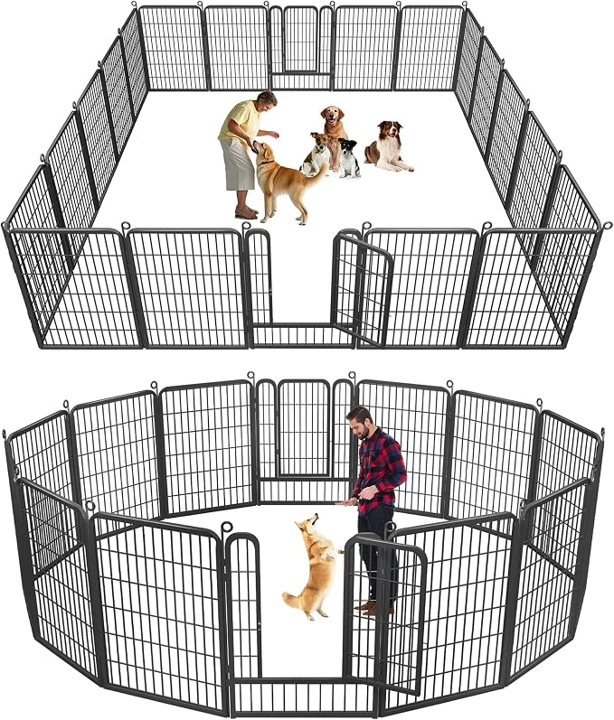 Dog Playpen, 40 inch 14 Panels Dog Pen Indoor Pet Dog Fence Outdoor for Yard Metal Puppy Playpen Pet Exercise Pen Rustproof Portable Dog Fence for RV Camping