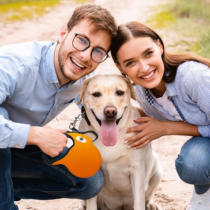 Retractable Dog Leash, 16ft Pet Walking Leash for Large Dogs Under 110 lbs, Orange L