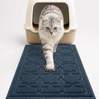 Yimobra Cat Litter Mat, Easy Clean Trapping PVC Mat with Waterproof Backing and Non Slip Bottom, Scatter Control Pad for Litter Box, 24"x20", Dark Blue