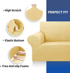 Stretch Couch Covers for Sofa, 3 Cushion Couch Slipcover,Champagne | 1-Piece Washable Sofa Cover Pet Friendly(78"-94") Furniture Protector Soft Jacquard, Elastic Bottom for Dogs & Kids