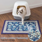 Glittme Cat Litter Mat, 33"x22" Non-Slip Washable Trapping Mat for Cats | Litter Trapping Mat With Thick PVC Coil To Catch Scatter, Soft On Paws And Waterproof Bottom To Protect Floors