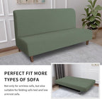 Easy-Going 100% Waterproof Futon Cover, Stretch Futon Slipcover Large | Dual Waterproof Armless Futon Couch Cover, Leakproof Sofa Bed Furniture Protector for Kids Pets Dog Cat, Grayish Green