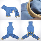 D Doggy Star Italian Greyhound Clothes Stretchy Fleeced Lining Simple Onesie Whippet for Dog Coat (XL,Simple Blue)
