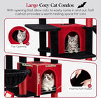 Globlazer Extra Large Gothic Cat Tree, 78 inch Sturdy Tall Cat Tree Tower for Indoor Multiple Large Adult Cats Kittens with 6 Scratching Posts, Enlarged Top Perch, 2 Padded Condos, S78G, Black Red