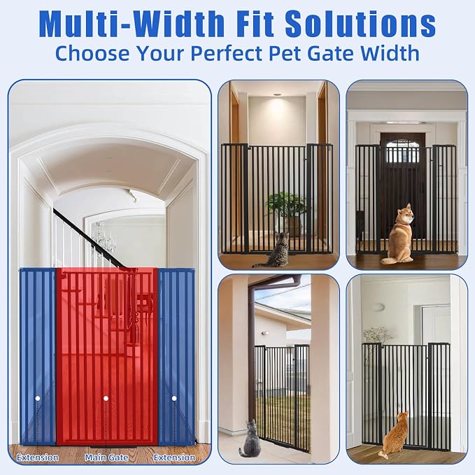 SHYUJAJIE 55 Inch Extra Tall Pet Gate for Cats | 29.92"-48" Adjustable Wide Dog Gates,Pressure Mounted Walk Through Tall Pets Gate for Doorways,Hallway,Stairs,Black