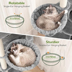 Globlazer S74G 74in Tall Cat Tree for Indoor Cats Large Adult, Beige | Sturdy Heavy Duty Cat Tree Tower for Multiple Cats with 7 Scratching Posts, 2 Spacious Condos, 2 Hanging Baskets