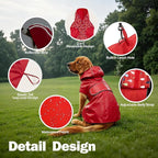 Kimee Dog Raincoat Reversible, Single Side Slicker Poncho Adjustable Waterproof Dog Rain Jacket with Leash Hole/Reflective Stripe Hooded Snowproof Windproof Clothes for Small to 3X-Large Dogs, 2XL