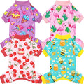 XPUDAC 4 Pieces Dog Pajamas for Small Dogs Boy Girl Soft Stretchy Pjs Onesies Puppy Clothes for Dog Cat Pet Outfits, M