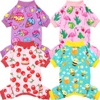 XPUDAC 4 Pieces Dog Pajamas for Small Dogs Boy Girl Soft Stretchy Pjs Onesies Puppy Clothes for Dog Cat Pet Outfits, L