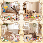 Leitee 100 Pcs Cat Toys Variety Pack with 1 Gift Storage Bag, Interactive Cat Play Assortment Set for Indoor Kitten, Colorful Springs, Mouse Toys, Chew Ropes, Balls, Bells & Sisal Ball(Ball Toy)