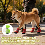 Dog Boots Paw Protector, Reflective Adjustable Non Slip Mesh Summer Breathable Dog Shoes Dog Walking Boots (L Size, Green, 4 Pcs) Intended for Paws Waterproof for Dogs/Cat/Puppy