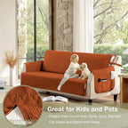 Boho Orange Loveseat Covers for 2 Cushion Couch, Water-Repellent Aztec Covers for Love Seat, Washable Quilted Couch Covers, Pet Friendly Loveseat Slipcovers (Loveseat 48", Burnt Orange)
