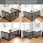 ZJSF Foldable Freestanding Indoor Dog Gate for House Wood Long Pet Gates Dog Fence for Stairs Puppy Gates for Hallways, Puppy Gate,Support Feet Included, Black, 32 "Height-6 Panels