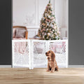 Lightnpro 3‑Panel Wooden Dog Gate – Antique White Foldable Freestanding Pet Barrier, Extra‑Wide Indoor Safety Fence for Small Dogs & Puppies – 24x54 Inch Decorative Finish