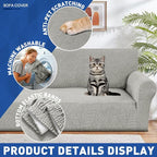 YEMYHOM Couch Cover Latest Jacquard Design High Stretch Sofa Covers for 2 Cushion Couch, Pet Dog Cat Proof Loveseat Slipcover Non Slip Elastic Furniture Protector (Medium, Begonia Leaf Light Grey)