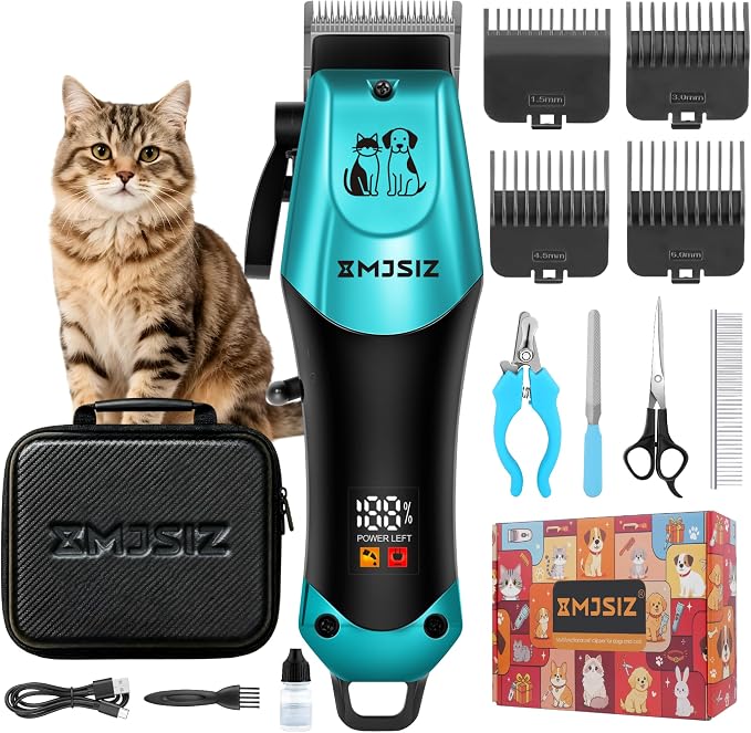 Pet Hair Clippers for Cats, Cordless Low Noise Pet Grooming Kit | Low Noise • Cordless • Type-C Charging • 180-Min Runtime •Groom Dogs & Cats • Storage Case • Home Grooming Kit