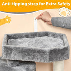 BEWISHOME Cat Tree with Scratching Post, Cat Tower for Indoor Cats | Cat Trees with Cat Bed for Adult Cat or kitten, Cat Condo and Cat Toy Balls Playful, Gray MMJ97G