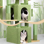 Globlazer Sturdy Cat Tree, 68-inch Large Cat Tower for Indoor Adult Cats 20 lbs Heavy Duty Cat Tree for Big Cats with Extra Large Platform, 5 Scratching Post, S68, Green
