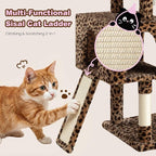 SHA CERLIN 82 inch Cat Tree Tower, Multi-Level Cat Condo with Plush Perches, Sisal Scratching Posts, Hammock and Toys, Stable Cat Tower for Kittens and Adult Cats, Leopard Print