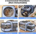 2-in-1 Portable Cat Playpen(End Doors), Pop up Kitten Playpen, Assembly-Free, Pet Tent Crates Kennel Cage Enclosure for Dog Puppy Indoor Outdoor(No Divider, Unified Space)