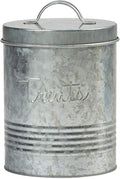 Amici Pet, , Retro Treats Galvanized Relief Lettering Metal Storage Canister, Food Safe, Push Top, 72 Ounces