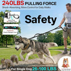Hands Free Double Dog Leash for Two Dogs,240LB Heavy Duty Retractable with Partitioned Pouch Adjustable Waist for Walking Running Jogging Hiking Biking Training for Medium/Large(Not for＜25LBS)