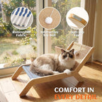 PETKARAY Cat Hammock with Coconut Palm Tree Scratching Post, Cozy Beach Chair Elevated Cat Beds, Original Lounger for Indoor Cats