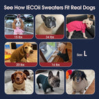 IECOii Dog Sweaters for Medium Dogs Girl Boy,Holiday Knit Doggy Sweatshirt with Sleeve,Turtleneck Thick Warm Dog Sweaters for Winter,Pullover Knitwear for French Bulldog,Boston Terrier (White, L)