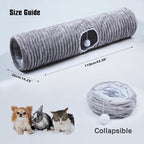 Luxurious Cat Tunnel,43" Straight Cat Tunnel Bed with Balls,Cat Toys for Indoor Cats,Collapsible Peekaboo Cat Cave for Kitten Toys (Gray Stripe)