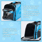 Sweetude 4 Pcs Cat Carrier Soft-Sided Pet Carrying Bag for Cat Under 13 Lbs, 16.9 x 11x 7.5 Inch, Portable Foldable Comfortable Bag for Small Pet Travel(Rose Red, Blue)