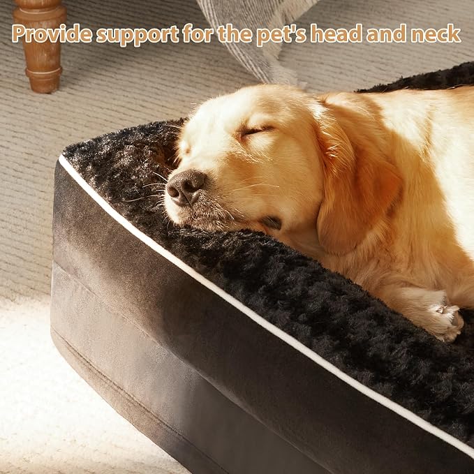 BFPETHOME Orthopedic Washable Dog Bed, Sleeping Couch for Large Senior Dogs | 36x27 Inch Deluxe Plush Rose Velvet Washable Cover, Egg Crate Foam Support, Waterproof Lining, Non-Slip Bottom, Senior Dogs